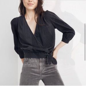 Madewell Denim Wrap Top